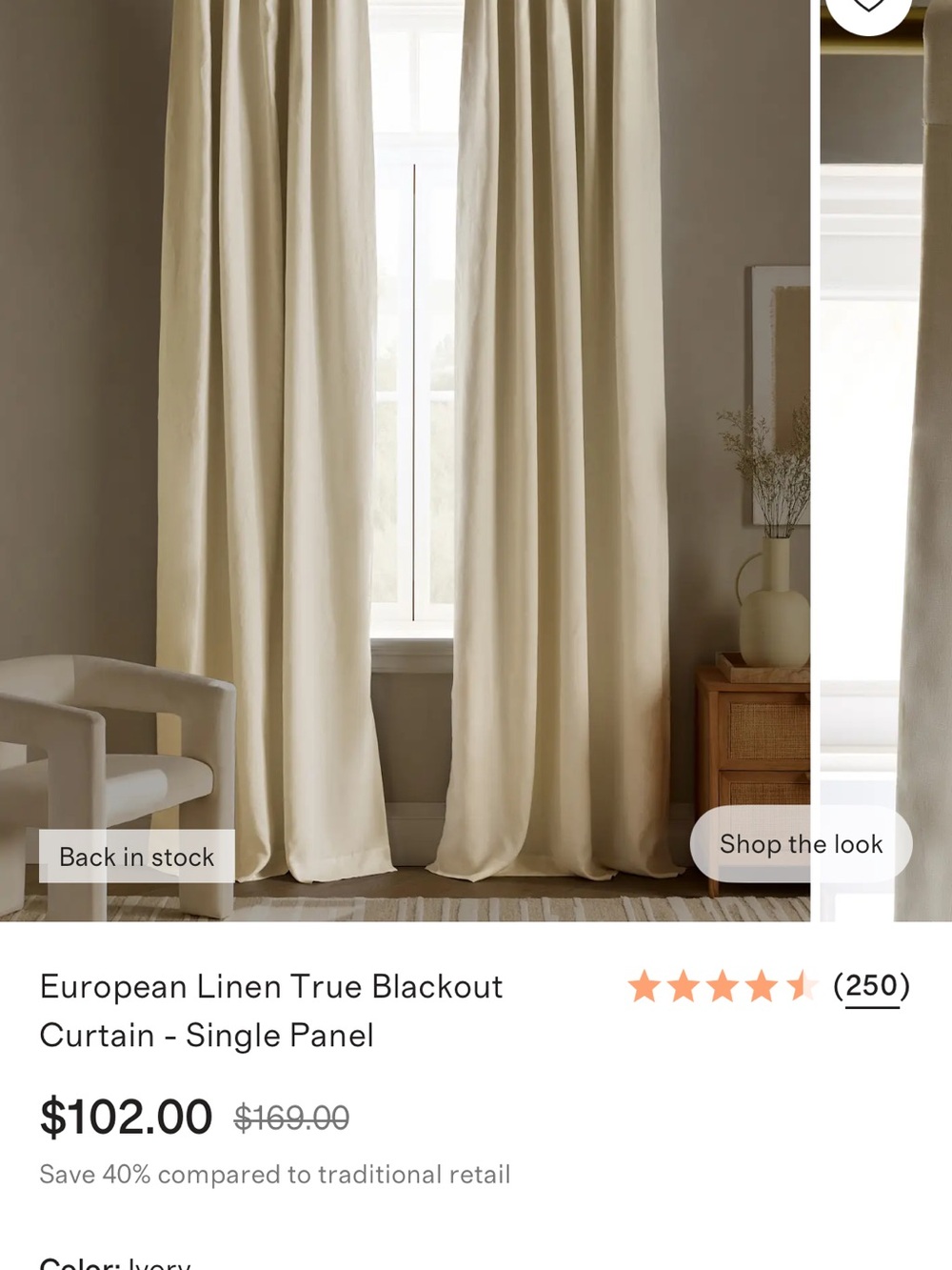 2 pack! Brand new! Quince European Linen Blackout Curtain Panels - Ivory